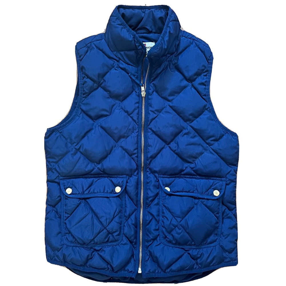 Woolrich Down Vest Womens M Navy Filled Medium Blue Diamond Quilted Puffer Vest - Picture 2 of 11